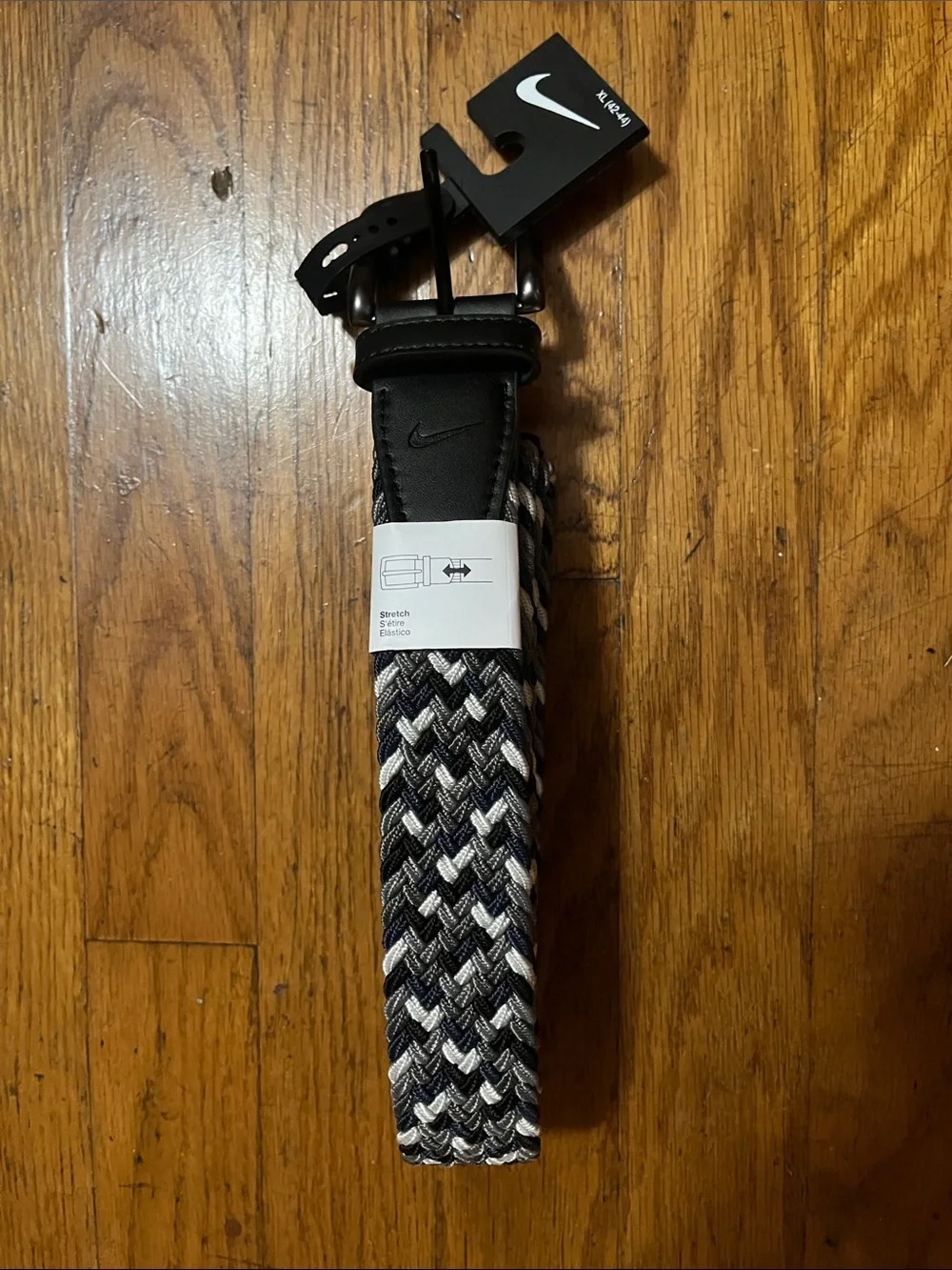NWT Nike Black & White Braided Men's Stretch Belt with Buckle Size XL